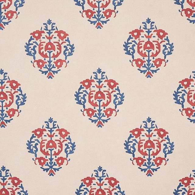 Constantine Red & Blue 5012882 by Schumacher Wallpaper Cabana 18.0" - Fabric Carolina -