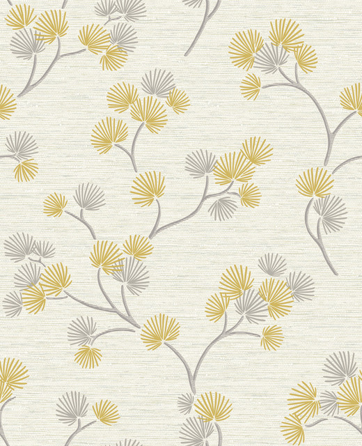 Kira Mustard Trail Wallpaper by Fine Decor Medley Covers about 56.4 square feet 20.5-in by 33-ft long roll Unpasted 25.2 - Fabric Carolina -