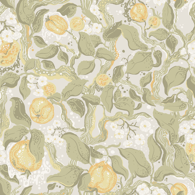 Kort Sage Fruit and Floral Wallpaper by A-Street Prints Botanica Covers about 57.5 square feet 20.9-in by 33-ft long roll Unpasted 20.9 - Fabric Carolina -