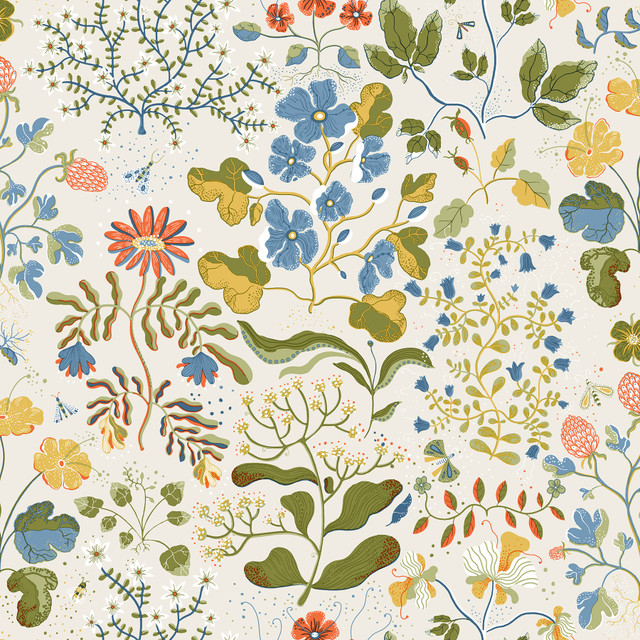 Groh Green Floral Wallpaper by A-Street Prints Botanica Covers about 57.5 square feet 20.9-in by 33-ft long roll Unpasted 20.9 - Fabric Carolina -