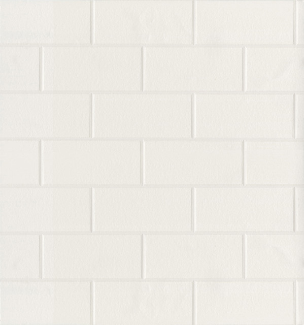 Galley White Subway Tile Wallpaper by Brewster Techniques & Finishes III Covers about 56.4 square feet 20.5-in by 33-ft long roll Prepasted 6.3 - Fabric Carolina -