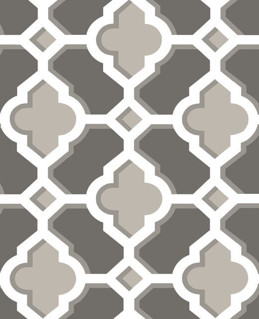 Lido Grey Quatrefoil Wallpaper by A-Street Prints Solstice Covers about 56.4 square feet 20.5-in by 33-ft long roll Unpasted 12.6 - Fabric Carolina -
