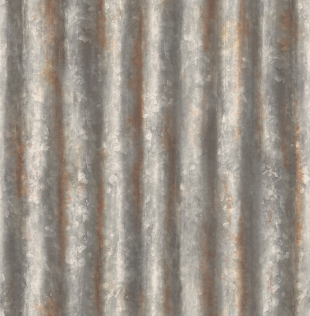 Charcoal Corrugated Metal Wallpaper by A-Street Prints Reclaimed Covers about 56.4 square feet 20.5-in by 33-ft long roll Unpasted 20.5 - Fabric Carolina -