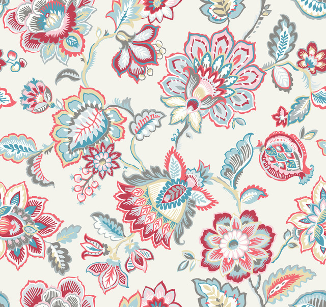 Corona Red Jacobean Wallpaper by A-Street Prints Perennial Covers about 60.8 square feet 27-in by 27-ft long roll Unpasted 25.2 - Fabric Carolina -