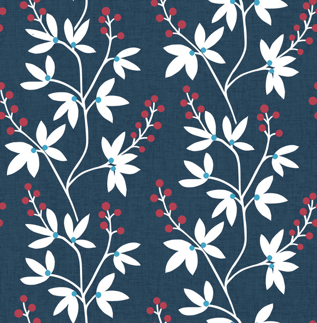Linnea Elsa Navy Botanical Trail Wallpaper by A-Street Prints Perennial Covers about 56.4 square feet 20.5-in by 33-ft long roll Unpasted 20.9 - Fabric Carolina - Linnea Elsa Navy Botanical Trail Wallpaper by A-Street Prints Perennial Covers about 56.4 square feet 20.5-in by 33-ft long roll Unpasted 20.9 - Fabric Carolina -