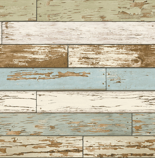 Levi Blue Scrap Wood Wallpaper by Brewster For Your Bath III Covers about 56.4 square feet 20.5-in by 33-ft long roll Unpasted 21 - Fabric Carolina -