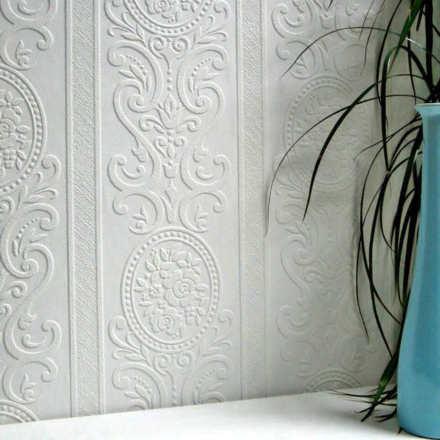 Ada White Paintable Textured Vinyl Wallpaper by Brewster Anaglypta X Covers about 57.5 square feet 20.9-in by 33-ft long roll Unpasted 12.6 - Fabric Carolina -