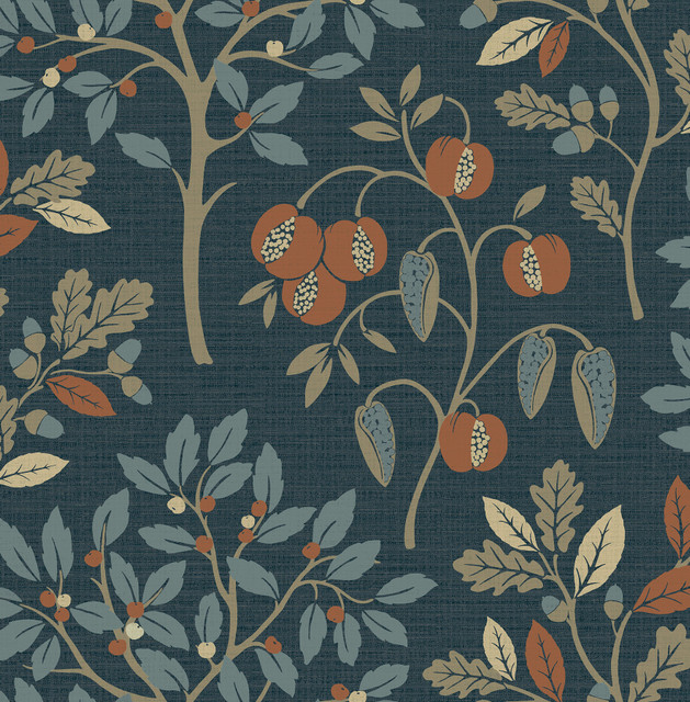 Rowan Navy Autumn Trees Wallpaper by Fine Decor Medley Covers about 56.4 square feet 20.5-in by 33-ft long roll Unpasted 20.9 - Fabric Carolina - Rowan Navy Autumn Trees Wallpaper by Fine Decor Medley Covers about 56.4 square feet 20.5-in by 33-ft long roll Unpasted 20.9 - Fabric Carolina -