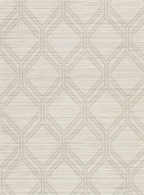 Vaughan Taupe Geometric Wallpaper by Warner Warner Basics V Covers about 60.8 square feet 27-in by 27-ft long roll Unpasted 9 - Fabric Carolina -