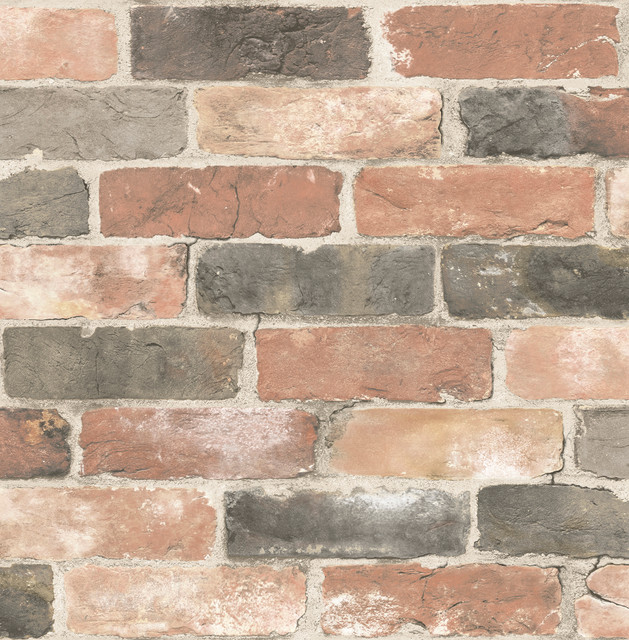 Rustin Red Reclaimed Bricks Wallpaper by A-Street Prints Trilogy Covers about 56.4 square feet 20.5-in by 33-ft long roll Unpasted 10.5 - Fabric Carolina -
