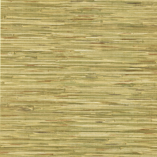 Lepeka Green Grasscloth Wallpaper by Brewster Textures, Techniques & Finishes Covers about 56.4 square feet 20.5-in by 33-ft long roll Prepasted 21 - Fabric Carolina -