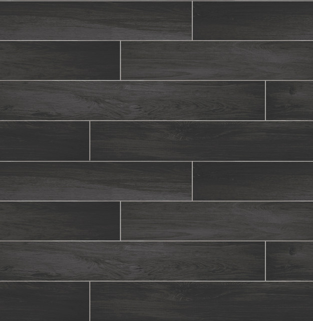 Nika Black Sleek Wood Wallpaper by Brewster Techniques & Finishes III Covers about 56.4 square feet 20.5-in by 33-ft long roll Unpasted 20.8 - Fabric Carolina -