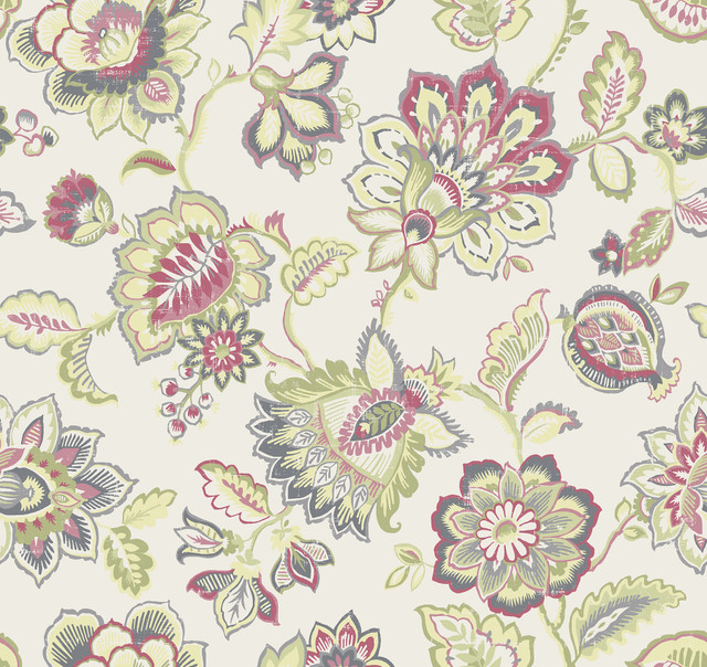 Corona Green Jacobean Wallpaper by A-Street Prints Perennial Covers about 60.8 square feet 27-in by 27-ft long roll Unpasted 25.2 - Fabric Carolina -