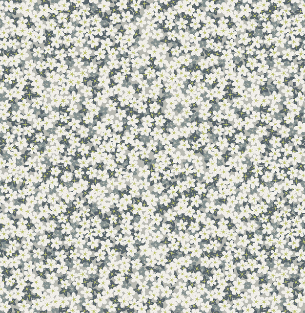 Giverny Grey Miniature Floral Wallpaper by A-Street Prints Perennial Covers about 56.4 square feet 20.5-in by 33-ft long roll Unpasted 20.9 - Fabric Carolina -
