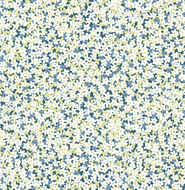 Giverny Blue Miniature Floral Wallpaper by A-Street Prints Perennial Covers about 56.4 square feet 20.5-in by 33-ft long roll Unpasted 20.9 - Fabric Carolina -