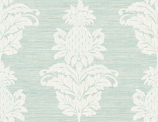 Pineapple Grove Turquoise Damask Wallpaper by Kenneth James Palm Springs Covers about 60.8 square feet 27-in by 27-ft long roll Unpasted 21 - Fabric Carolina - Pineapple Grove Turquoise Damask Wallpaper by Kenneth James Palm Springs Covers about 60.8 square feet 27-in by 27-ft long roll Unpasted 21 - Fabric Carolina -