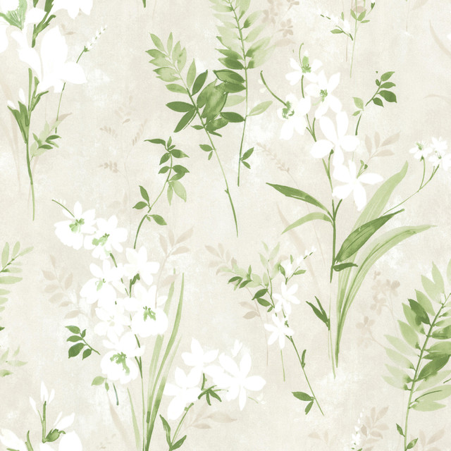 Floral Green Driselle Wallpaper by Brewster Kitchen, Bed, & Bath IV Covers about 56.4 square feet 20.5-in by 33-ft long roll Unpasted 20.8 - Fabric Carolina - Floral Green Driselle Wallpaper by Brewster Kitchen, Bed, & Bath IV Covers about 56.4 square feet 20.5-in by 33-ft long roll Unpasted 20.8 - Fabric Carolina -