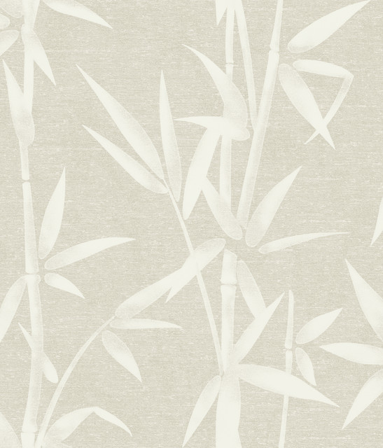 Catasetum Champagne Bamboo Wallpaper by Brewster Kitchen & Bath Essentials Covers about 56.4 square feet 20.5-in by 33-ft long roll Unpasted 24 - Fabric Carolina -