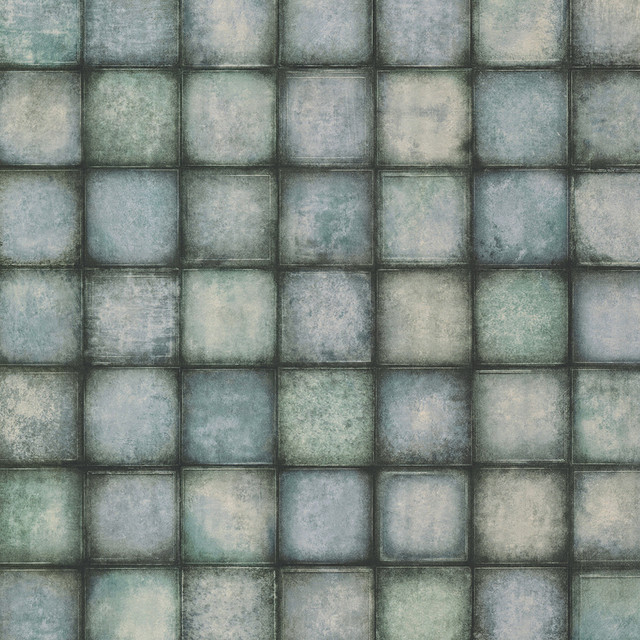 Soucy Blue Tiles Wallpaper by Brewster Kitchen & Bath Essentials Covers about 56.4 square feet 20.5-in by 33-ft long roll Unpasted 20.9 - Fabric Carolina - Soucy Blue Tiles Wallpaper by Brewster Kitchen & Bath Essentials Covers about 56.4 square feet 20.5-in by 33-ft long roll Unpasted 20.9 - Fabric Carolina -