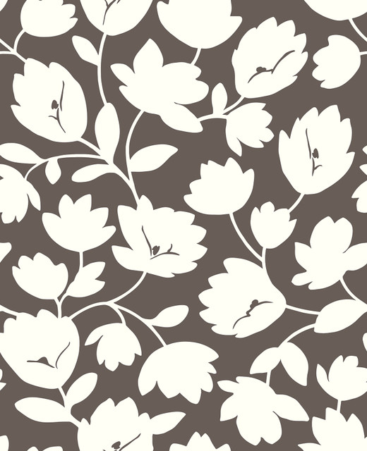 Astrid Chocolate Floral Wallpaper by A-Street Prints Habitat Covers about 56.4 square feet 20.5-in by 33-ft long roll Unpasted 25.2 - Fabric Carolina -