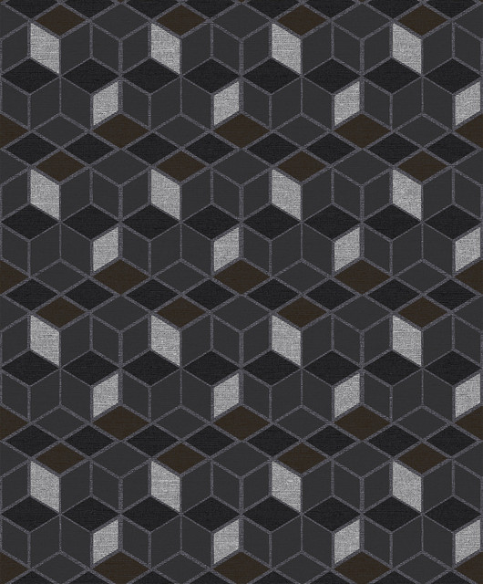 Joanne Charcoal Blox Wallpaper by Advantage Geo Covers about 57.8 square feet 21-in by 33-ft long roll Unpasted 25 - Fabric Carolina -