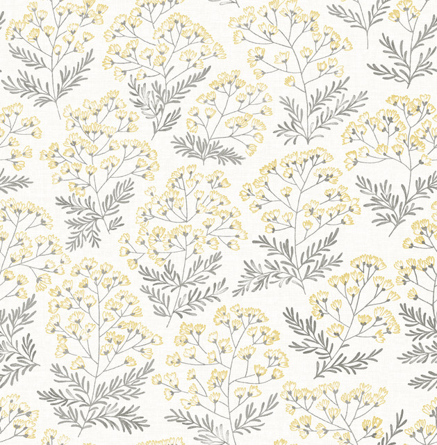 Floret Yellow Floral Wallpaper by A-Street Prints Equinox Covers about 56.4 square feet 20.5-in by 33-ft long roll Unpasted 20.9 - Fabric Carolina -