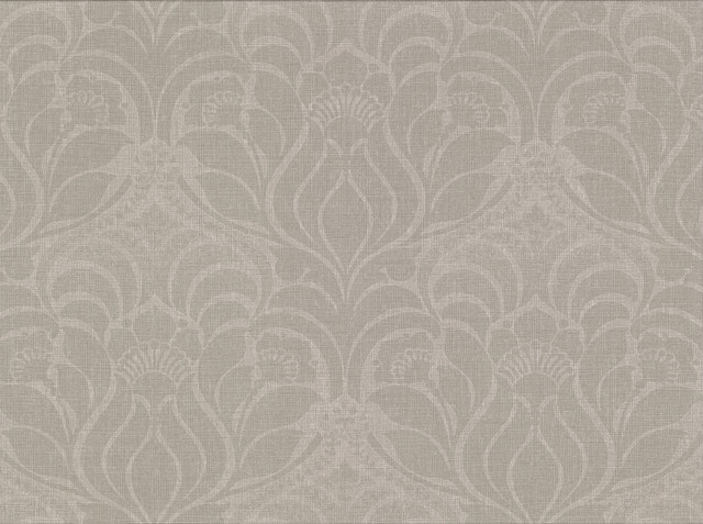 Sandor Grey Damask Wallpaper by Warner Cortina IV Covers about 60.8 square feet 27-in by 27-ft long roll Unpasted 18 - Fabric Carolina -