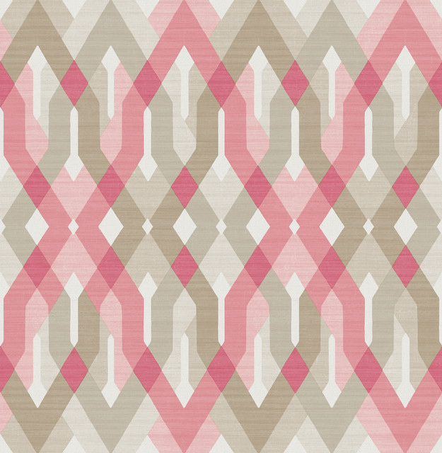 Harbour Pink Geometric Wallpaper by A-Street Prints Catalina Covers about 56.4 square feet 20.5-in by 33-ft long roll Unpasted 10.5 - Fabric Carolina -