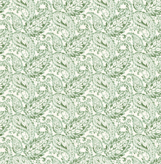 Adrian Green Paisley Wallpaper by A-Street Prints Ami Covers about 56.4 square feet 20.5-in by 33-ft long roll Unpasted 5.2 - Fabric Carolina -