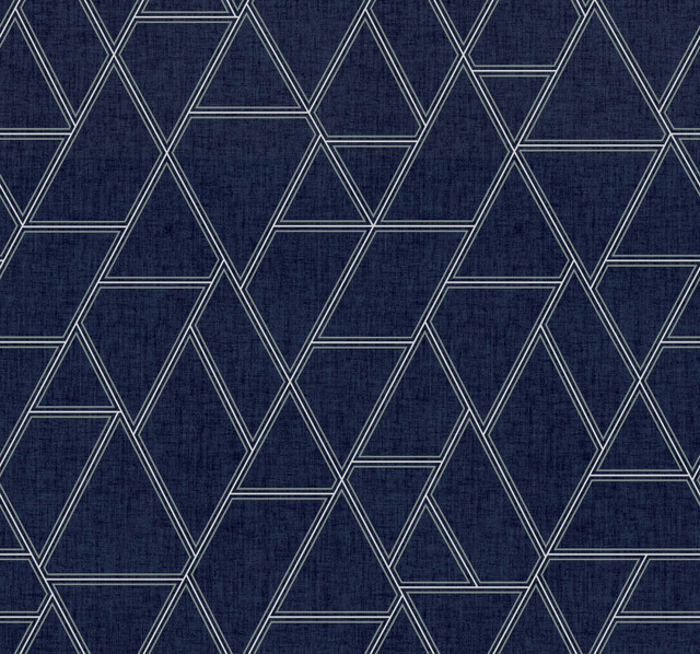Pathways Navy Wallpaper by York Wallcoverings Grandmillennial Covers about 60.8 square feet 27-in by 27-ft long roll Prepasted 25.25 - Fabric Carolina -