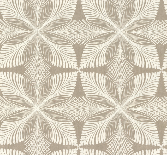 Roulettes Tan Metallic Wallpaper by Ronald Redding Handcrafted Naturals Covers about 60.8 square feet 27-in by 27-ft long roll Unpasted 25.25 - Fabric Carolina -