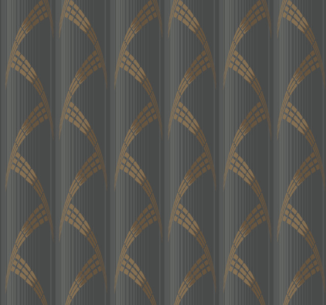 Metropolis Black Wallpaper by Antonina Vella Antonina Vella Deco Covers about 60.8 square feet 27-in by 27-ft long roll Unpasted 25.25 - Fabric Carolina -