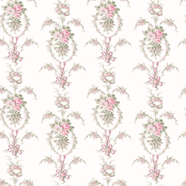 Rose Cheeks Party Pink Floral Cluster Wallpaper by A-Street Prints LoveShackFancy Covers about 56.4 square feet 20.5-in by 33-ft long roll Unpasted 20.5 - Fabric Carolina -