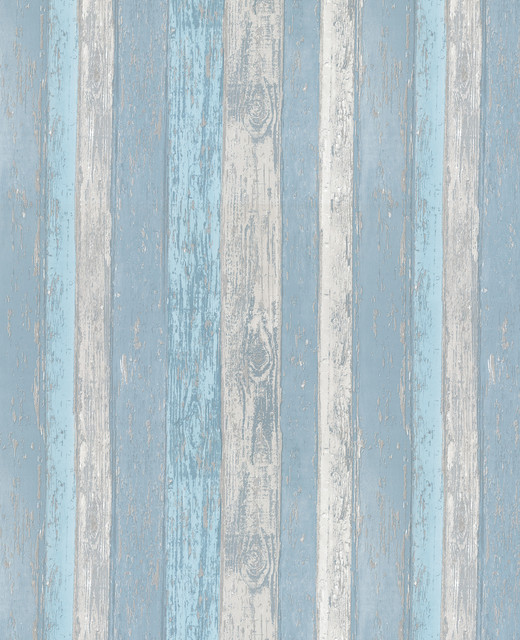 Cannon Blue Distressed Wood Wallpaper by Brewster CWV Covers about 56.4 square feet 20.5-in by 33-ft long roll Unpasted 25.2 - Fabric Carolina -