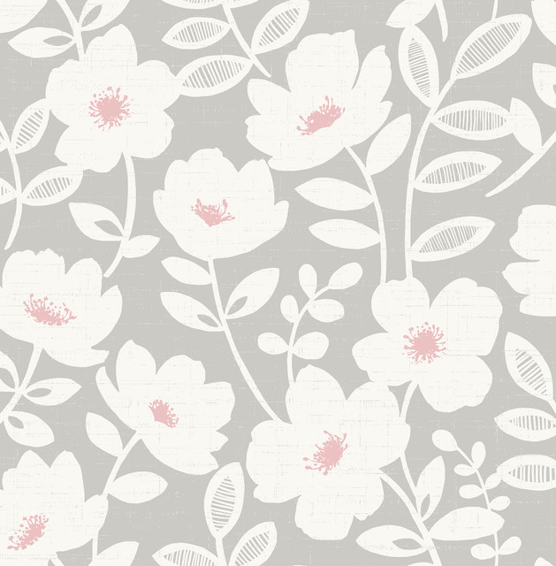 Bergman Pink Scandi Flower Wallpaper by Brewster Brewster Essentials Covers about 56.4 square feet 20.5-in by 33-ft long roll Unpasted 20.9 - Fabric Carolina - Bergman Pink Scandi Flower Wallpaper by Brewster Brewster Essentials Covers about 56.4 square feet 20.5-in by 33-ft long roll Unpasted 20.9 - Fabric Carolina -