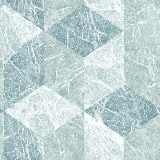 Rizzo Light Blue Geometric Stone Wallpaper by Origin Design Department Covers about 56.4 square feet 20.5-in by 33-ft long roll Unpasted 20.9 - Fabric Carolina -