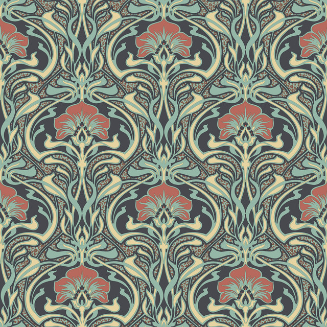 Donovan Moss Nouveau Floral Wallpaper by Crown CWV Covers about 56.4 square feet 20.5-in by 33-ft long roll Unpasted 20.9 - Fabric Carolina - Donovan Moss Nouveau Floral Wallpaper by Crown CWV Covers about 56.4 square feet 20.5-in by 33-ft long roll Unpasted 20.9 - Fabric Carolina -