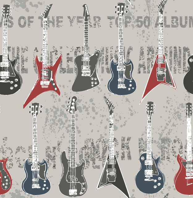 Richards Red Rock Star Guitar Stripe Wallpaper by Brewster Brewster Kids Covers about 56.4 square feet 20.5-in by 33-ft long roll Unpasted 21 - Fabric Carolina - Richards Red Rock Star Guitar Stripe Wallpaper by Brewster Brewster Kids Covers about 56.4 square feet 20.5-in by 33-ft long roll Unpasted 21 - Fabric Carolina -