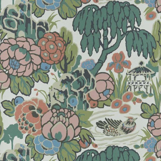 Mandarin Garden (Wp) # 02 Coral by 1838 Wallcoverings Wallpaper V&A DECORATIVE PAPERS HALF DROP PASTE THE WALL UNITED KINGDOM V-18" 20.5"X11YD - Fabric Carolina - Mandarin Garden (Wp) # 02 Coral by 1838 Wallcoverings Wallpaper V&A DECORATIVE PAPERS HALF DROP PASTE THE WALL UNITED KINGDOM V-18" 20.5"X11YD - Fabric Carolina -