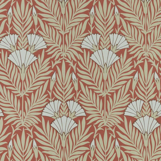 Floral Fanfare (Wp) # 02 Coral by 1838 Wallcoverings Wallpaper V&A Decorative Papers STRAIGHT PASTE THE WALL UNITED KINGDOM V-16.5" 20.5"X11YD - Fabric Carolina -