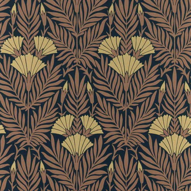 Floral Fanfare (Wp) # 03 Burnt Orange by 1838 Wallcoverings Wallpaper V&A Decorative Papers STRAIGHT PASTE THE WALL UNITED KINGDOM V-16.5" 20.5"X11YD - Fabric Carolina -