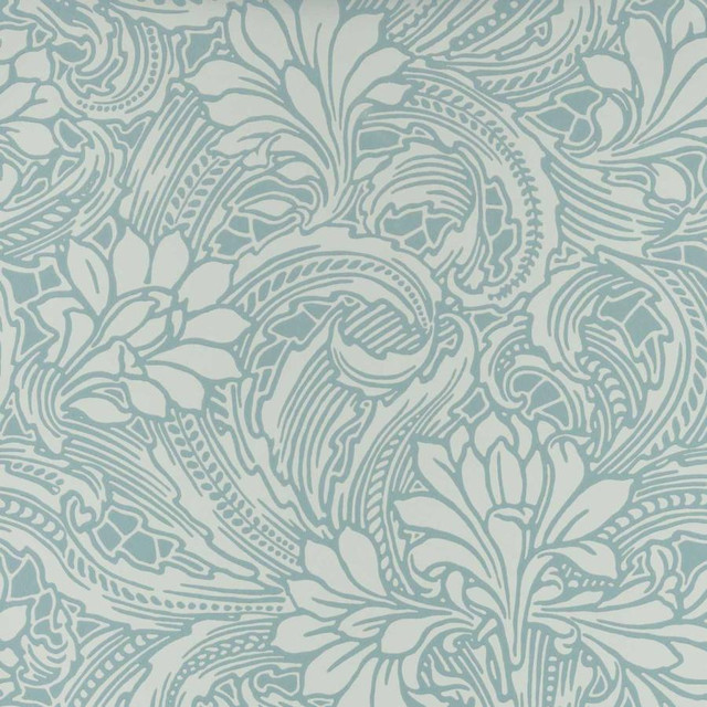 Eden (Wp) # 03 Soft Teal by 1838 Wallcoverings Wallpaper V&A Decorative Papers STRAIGHT PASTE THE WALL UNITED KINGDOM V-25" 20.5"X11YD - Fabric Carolina -