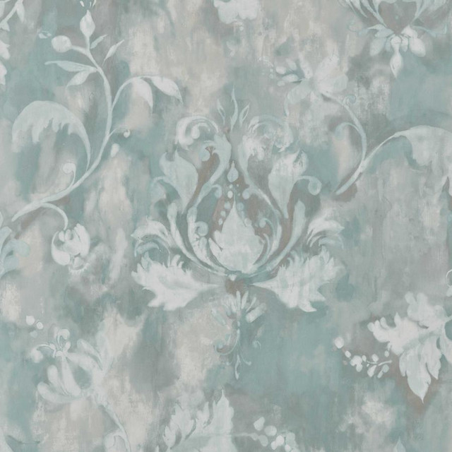 Ornamenta (Wp) # 03 Aqua by 1838 Wallcoverings Wallpaper Pavilion HALF DROP PASTE THE WALL UNITED KINGDOM 25" 20.5"X11YD - Fabric Carolina -