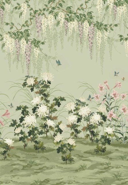 Wisteria Bloom (Wp) # 03 Pistachio by 1838 Wallcoverings Wallpaper V&A DECORATIVE PAPERS III STRAIGHT PASTE THE WALL UNITED KINGDOM V-118" H-82" 20.5"X13.7YD - Fabric Carolina - Wisteria Bloom (Wp) # 03 Pistachio by 1838 Wallcoverings Wallpaper V&A DECORATIVE PAPERS III STRAIGHT PASTE THE WALL UNITED KINGDOM V-118" H-82" 20.5"X13.7YD - Fabric Carolina -