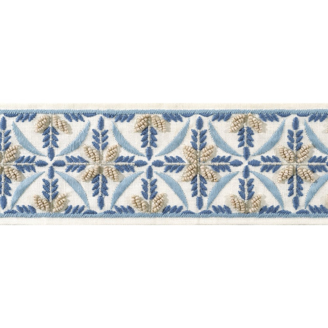Leila Tape Stone and Blue AE12343 by Thibaut Trim Thibaut Trim Leila Tape Stone and Blue AE12343Trim ISLANDER 60% Polyester, 22% Cotton, 18% Linen U.S.A </p><p>Repeat: H: , V: 3.12 in (7.92 cm) - Fabric Carolina - Leila Tape Stone and Blue AE12343 by Thibaut Trim Thibaut Trim Leila Tape Stone and Blue AE12343Trim ISLANDER 60% Polyester, 22% Cotton, 18% Linen U.S.A </p><p>Repeat: H: , V: 3.12 in (7.92 cm) - Fabric Carolina -