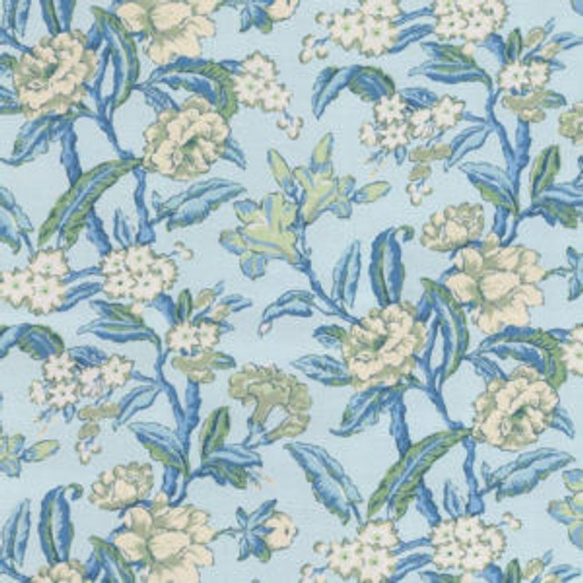 Flora Blue Kiwi by Norbar Fabric ROMANCE 55% LINEN 45% COTTON SPAIN 22 1/6"V 27 1/6"H 55" - Fabric Carolina -