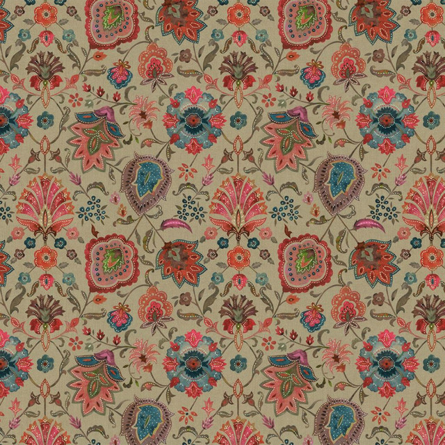 Palampur Cinnabar by RM CoCo Fabric Painter's Palette Cadmium Orange to Purple Lake 62% Viscose 14% Linen 24% Cotton See Sample 0 Horizontal: 16.93 and Vertical: 21.26 57.87 - Fabric Carolina -