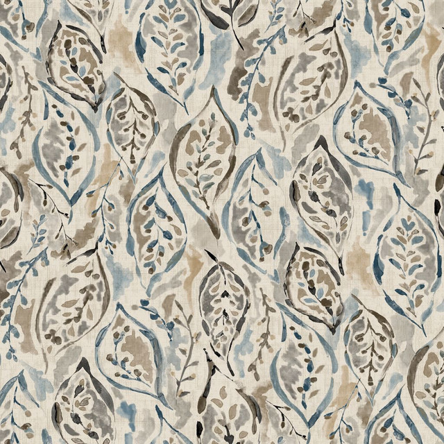 Leaf Impressions Blue Stone by RM CoCo Fabric Painter's Palette Titanium White To Lamp Black 100% Cotton See Sample 30000 Horizontal: 27 and Vertical: 25.2 24.88 - Fabric Carolina -