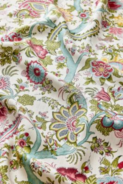 Metropolitan Palampore Print Flower Garden SC166490003 by Scalamandre Fabric THE METROPOLITAN MUSEUM OF ART 100% LINEN THAILAND MEDIUM DUTY Horizontal: 44.5" and Vertical: 27" 54 - Fabric Carolina -