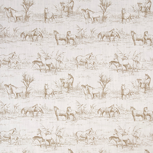 Horse Around Wheat by Carole Fabric Well Suited 97% Cotton, 3% Linen 20,000 Wyzenbeek Double Rubs 17 3/4" V, 18" H 57" - Fabric Carolina -